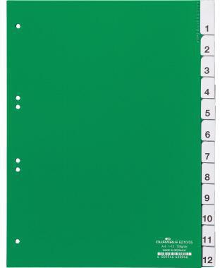 DURABLE Zahlenregister DURABLE DIN A4 1-12 PVC grün