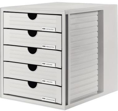 [9199107362] HAN Schubladenbox HAN SYSTEMBOX 5 Schubladen DIN C4 (lichtgrau)