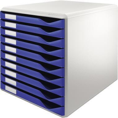 [9199108287] LEITZ Schubladenbox Leitz 10 Schubladen DIN A4 Überbreite (blau)