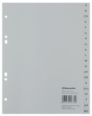SOENNECKEN A-Z Register Soennecken DIN A5 Polypropylen grau 20