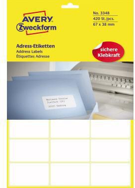 [9199114562] AVERY ZWECKFORM Adressetikett Avery Zweckform 67 x 38 mm (B x H)