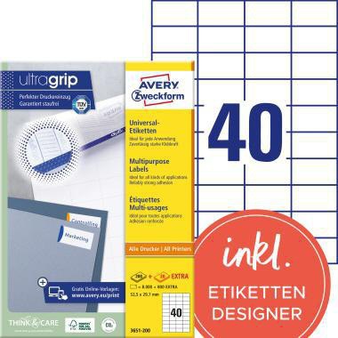 AVERY ZWECKFORM Universaletikett Avery Zweckform ultragrip 52,5 x 29,7 mm