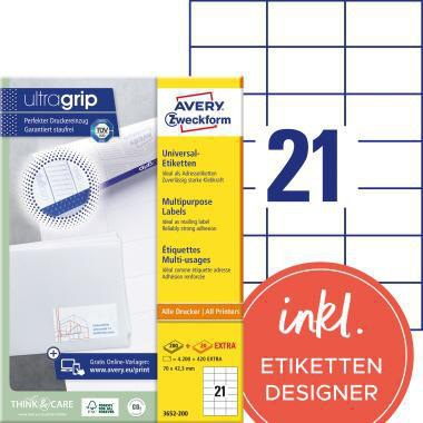 AVERY ZWECKFORM Universaletikett Avery Zweckform ultragrip 70 x 42,3 mm