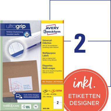 AVERY ZWECKFORM Universaletikett Avery Zweckform ultragrip 210 x 148 mm