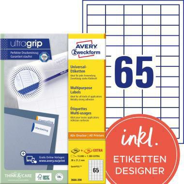 AVERY ZWECKFORM Universaletikett Avery Zweckform ultragrip 38 x 21,2 mm