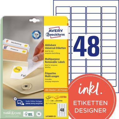 [9199114616] AVERY ZWECKFORM Universaletikett Avery Zweckform 45,7 x 21,2 mm (B x H)