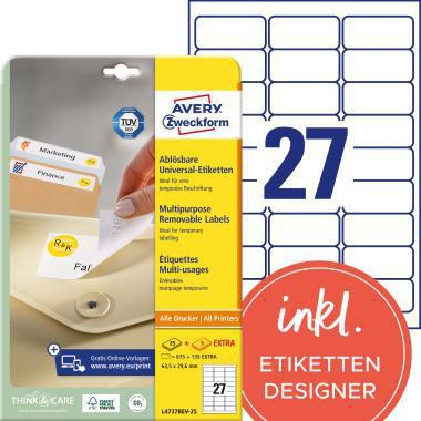 [9199114617] AVERY ZWECKFORM Universaletikett Avery Zweckform 63,5 x 29,6 mm (B x H)