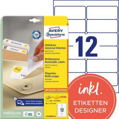 [9199114618] AVERY ZWECKFORM Universaletikett Avery Zweckform 99,1 x 42,3 mm (B x H)