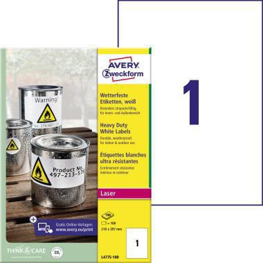 [9199114623] AVERY ZWECKFORM Folienetikett Avery Zweckform 210 x 297 mm (B x H)