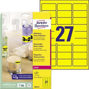 AVERY ZWECKFORM Neonetikett Avery Zweckform 63,5 x 29,6 mm (B x H)
