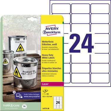 [9199114639] AVERY ZWECKFORM Folienetikett Avery Zweckform 63,5 x 33,9 mm (B x H)