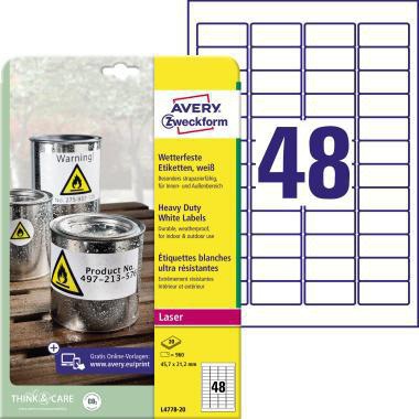 [9199114645] AVERY ZWECKFORM Folienetikett Avery Zweckform 45,7 x 21,2 mm (B x H)