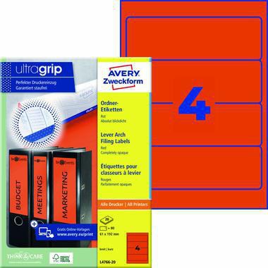 [9199114749] AVERY ZWECKFORM Ordnerrückenetikett Avery Zweckform ultragrip breit/kurz 61 (rot)