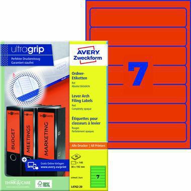 [9199114764] AVERY ZWECKFORM Ordnerrückenetikett Avery Zweckform ultragrip schmal/kurz 38 (rot)