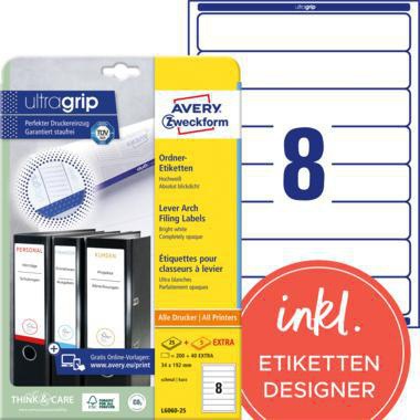 [9199114744] AVERY ZWECKFORM Ordnerrückenetikett Avery Zweckform ultragrip schmal/kurz 34