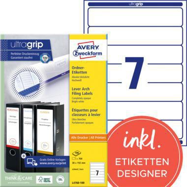 [9199114750] AVERY ZWECKFORM Ordnerrückenetikett Avery Zweckform ultragrip schmal/kurz 38