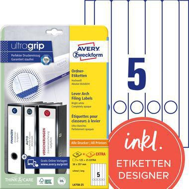 [9199114755] AVERY ZWECKFORM Ordnerrückenetikett Avery Zweckform ultragrip schmal/lang 38