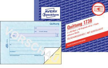 AVERY ZWECKFORM Quittung Avery Zweckform DIN A6 quer