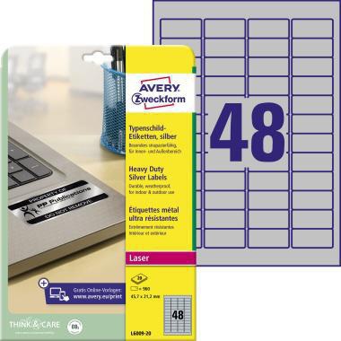 [9199114806] AVERY ZWECKFORM Typenschildetikett Avery Zweckform 45,7 x 21,2 mm (B x H)