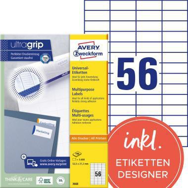 AVERY ZWECKFORM Universaletikett Avery Zweckform ultragrip 52,5 x 21,2 mm