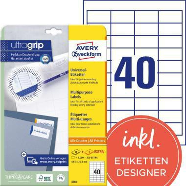 AVERY ZWECKFORM Universaletikett Avery Zweckform ultragrip 48,5 x 25,4 mm