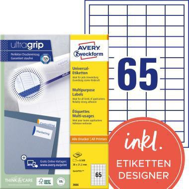 AVERY ZWECKFORM Universaletikett Avery Zweckform ultragrip 38 x 21,2 mm