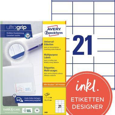 [9199114817] AVERY ZWECKFORM Universaletikett Avery Zweckform ultragrip 70 x 41 mm (B