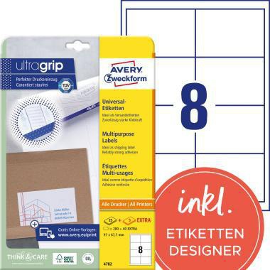 AVERY ZWECKFORM Universaletikett Avery Zweckform ultragrip 97 x 67,7 mm
