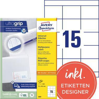AVERY ZWECKFORM Universaletikett Avery Zweckform ultragrip 70 x 50,8 mm