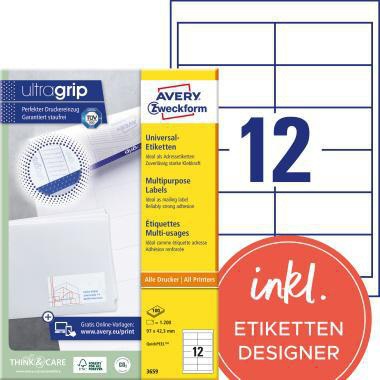 AVERY ZWECKFORM Universaletikett Avery Zweckform ultragrip 97 x 42,3 mm
