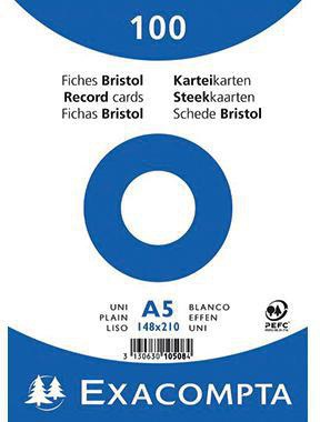 EXACOMPTA Karteikarte Exacompta DIN A5 blanko weiß 100