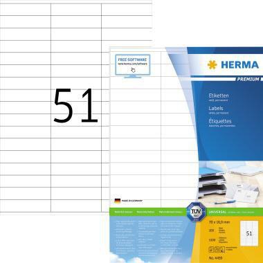 HERMA Universaletikett HERMA PREMIUM 70 x 16,9 mm (B x H) nicht