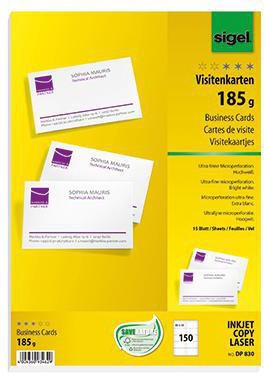 SIGEL Visitenkarte SIGEL DIN A4 185g/m² hochweiß 15
