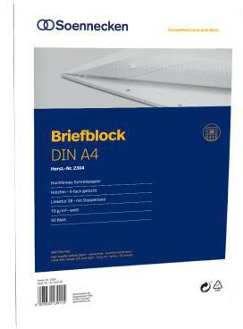 SOENNECKEN Briefblock Soennecken DIN A4 kariert mit Rand