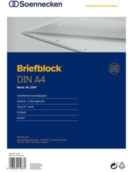 SOENNECKEN Briefblock Soennecken DIN A4 kariert 70g/m² weiß 50