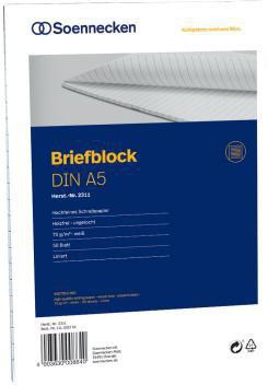 SOENNECKEN Briefblock Soennecken DIN A5 liniert 70g/m² weiß 50