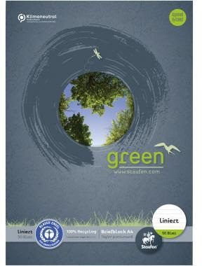 STAUFEN Briefblock Staufen Green DIN A4 liniert 70g/m² blau