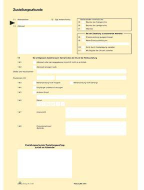 [9199116086] RNK VERLAG Zustellungsurkunde RNK Verlag DIN A4 80g/m² 2 Bl.