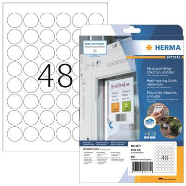 [9199118330] HERMA Folienetikett HERMA SPECIAL 30mm weiß 960 Etik./Pack.