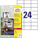 AVERY ZWECKFORM Folienetikett Avery Zweckform 70 x 37 mm (B x H) weiß