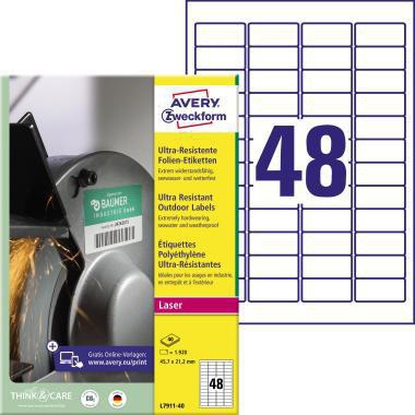[9199118340] AVERY ZWECKFORM Folienetikett Avery Zweckform 45,7 x 21,2 mm (B x H)