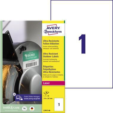 [9199118342] AVERY ZWECKFORM Folienetikett Avery Zweckform 210 x 297 mm (B x H)