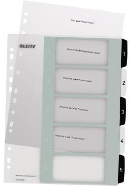 [9199125430] LEITZ Zahlenregister Leitz WOW DIN A4 Überbreite 1-5 (schwarz/weiß)