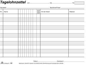 RNK VERLAG Lohnarbeitsnachweis RNK Verlag DIN A5 quer 3 Durchschläge 3
