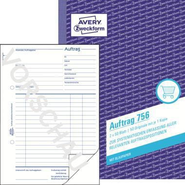 AVERY ZWECKFORM Auftragsformular Avery Zweckform DIN A5 60g/m² nicht