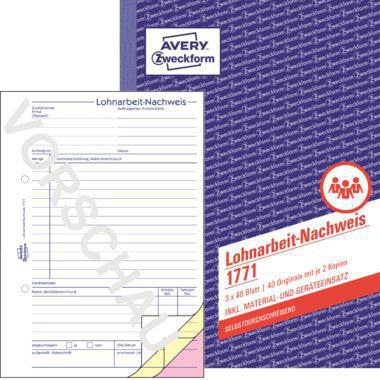 AVERY ZWECKFORM Lohnarbeitsnachweis Avery Zweckform DIN A5 60g/m² 2
