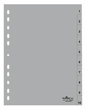 DURABLE Zahlenregister DURABLE DIN A4 1-10 Polypropylen grau