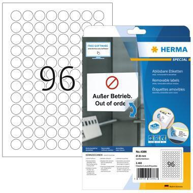 HERMA Universaletikett HERMA 20mm wieder ablösbar Papier weiß