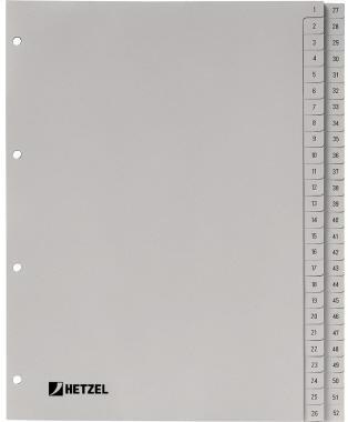 HETZEL Zahlenregister Hetzel DIN A4 1-52 Polypropylen grau