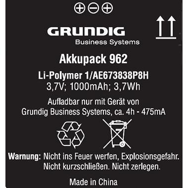 GRUNDIG Akku Grundig 962 Li-Polymer 1.000 mAh